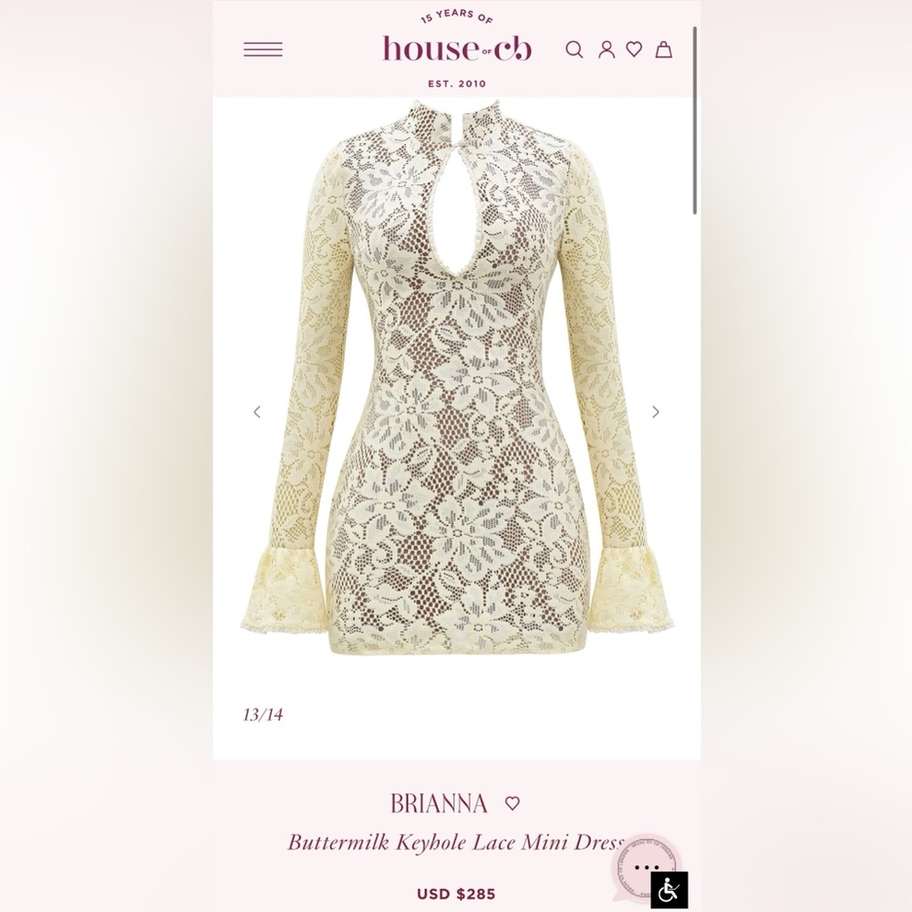 House Of Cb Women's Brianna Lace Mini Dress Size Medium Tall
